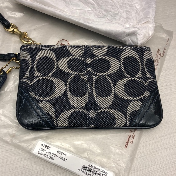 NWT Coach Navy Denim Signature C Wristlet